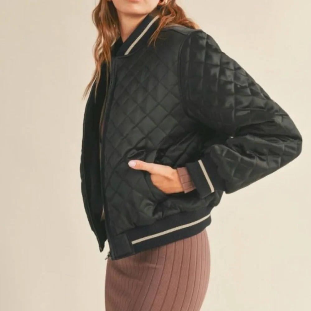 KIMBERLY C Boutique Black Quilted Women's BOMBER Cara Jacket - Picture 3 of 6